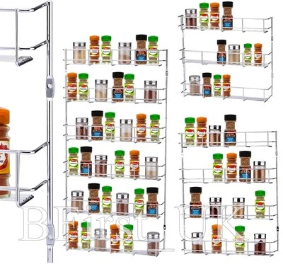 Spice Herb Jar Rack Holder Kitchen Door Cupboard Storage Wall 1 2 3 4 5 Tier - Image 1 of 4