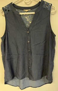 LE LIS HI LO SLEEVELESS CUTOUT BACK TOP WOMENS SMALL BLUE - Picture 1 of 4