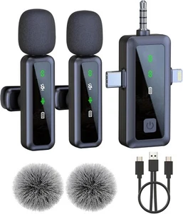 Nagelneue, ungeöffnete kabellose Lavaliermikrofone für iPhone, Android, Kamera - Bild 1 von 8