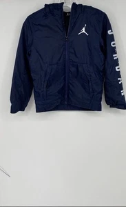 Jordan Boys Blue Long Sleeve Pockets Full Zip Windbreaker Jacket Size Medium - Picture 1 of 7