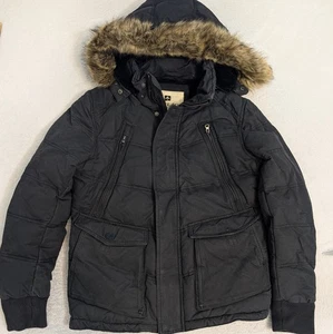 Jet lag Jetlag Jacket Women's Medium Black Removable Hood Full Zip Cargo Fur - Picture 1 of 9