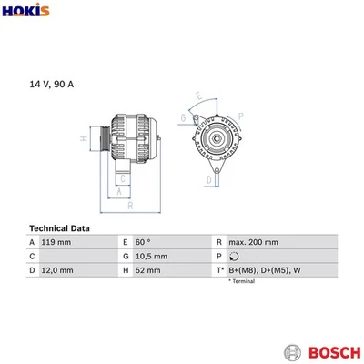 ALTERNATOR 0 986 039 660 FOR SAAB 900/II/Convertible 9-3/?????/Cabriolet 2.0L - Image 1 of 4