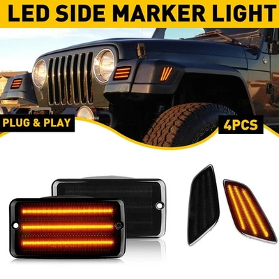 4x luces laterales de señal de parachoques de humo marcador de guardabarros para Jeep Wrangler TJ 1997-2006 Foto 1 de 4