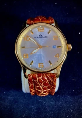 Jacques Lemans Reloj Chapado en Oro 10mic Hombre Automático 1-1168 Suizo Foto 1 de 4