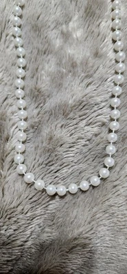Vintage Medium 8mm Faux White Pearl Necklace 16" Elegant Christmas Gift - Image 1 of 3