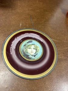 Vintage Antique Flue Cover Flowered Victorian Girl Wall Hanging 8 5/8” - Picture 1 of 12