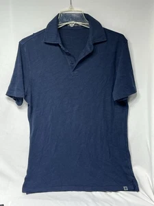 G/Fore Blue Cotton Polo Shirt Sz M Gold Preppy Old Money - Picture 1 of 7
