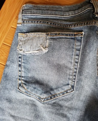 ♡RAG & BONE Women's Distressed Jeans with Striped Patchwork, SZ 26, EUC - Image 1 of 4