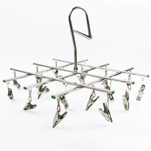Sturdy Stainless Steel Underwear Sock Drying Rack 20 Clips Compact Design - Picture 1 of 6