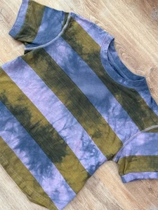 Madewell Striped Tee Medium Tie Dye Kurzarm Baumwolle Ringer TShirt Lila M - Bild 1 von 11