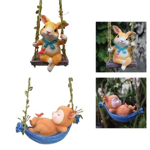 Cute Swing Animal Statues Sculpture Figurine for Garden Decorative Gift - Picture 1 of 14