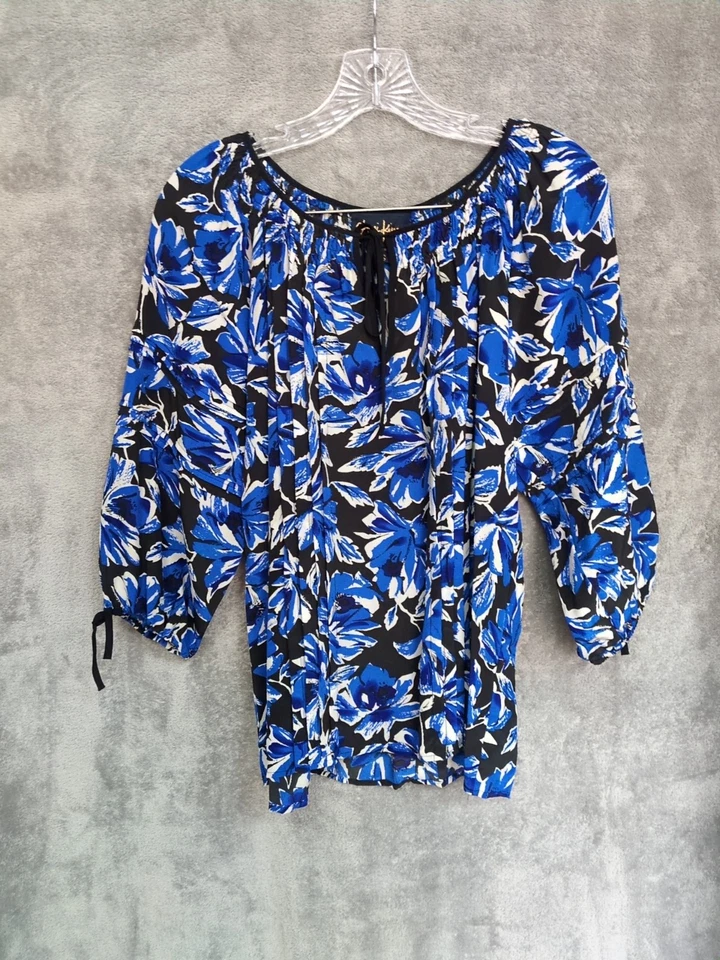 Top Yumi Kim Mujer Pequeño Seda Floral Boho Informal Costero Abuela Resort Tropical Foto 1 de 4