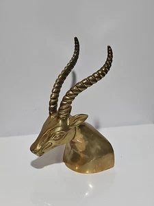 Sujetalibros vintage de latón Gazelle Antelope Impala pesado 8,5" MCM - Imagen 1 de 5