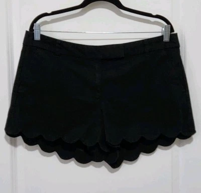 J. Crew Women's 14 Black Linen Blend Scalloped Hem Shorts Mid Rise 3" Inseam - Image 1 of 4