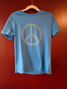 Short Sleeve Smiley Face Peace Sign Graphic T-Shirt Cat & Jack Blue Size S - Picture 1 of 3