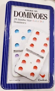 Double Six Dominoes 26 Jumbo Size Color Dot Dominoes - Picture 1 of 4
