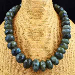 1245 Cts Natural Untreated Labradorite Faceted Beads Womens Necklace JK 60E342 - Picture 1 of 3