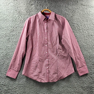 Camisa Top Van Heusen Mujer Talla 14 Borgoña Blanco Cuadros Manga Larga Cuello Foto 1 de 4