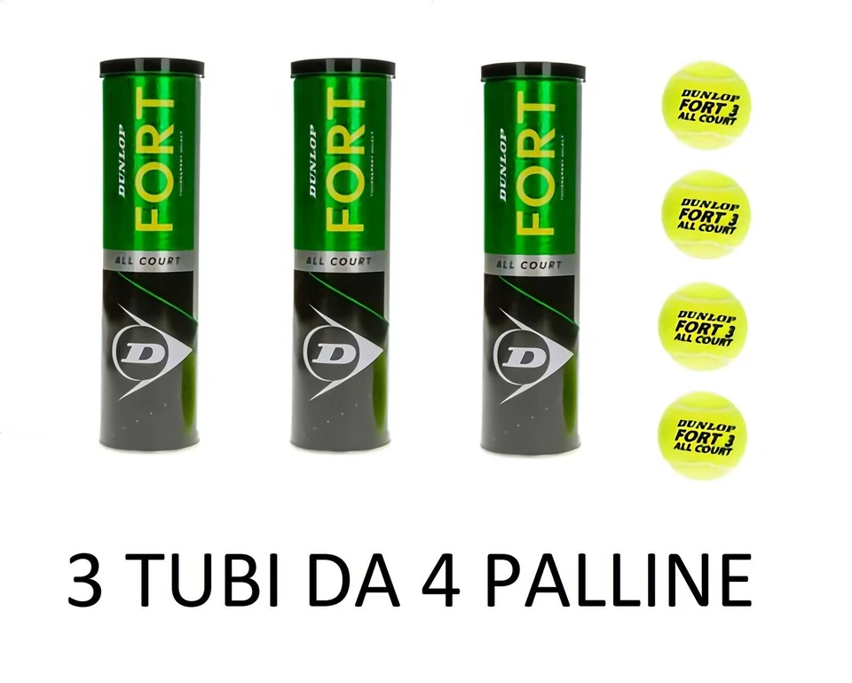 3 TUBI DUNLOP FORT ALL COURT da 4 palline (12 totali) - DUNLOP FORT4X3 TENNIS