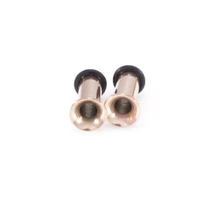 Ear Plugs Rose Gold O Ring Style Surgical Steel Pair - Image 1 of 4