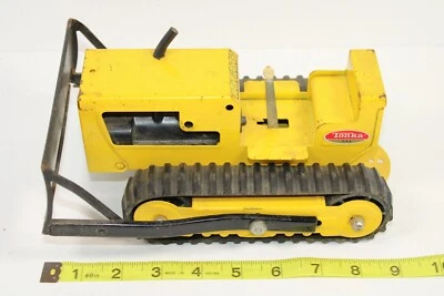 Vtg Tonka U.S.A. 9" Yellow and Black Construction Bulldozer Tractor - Barn Find - Image 1 of 4