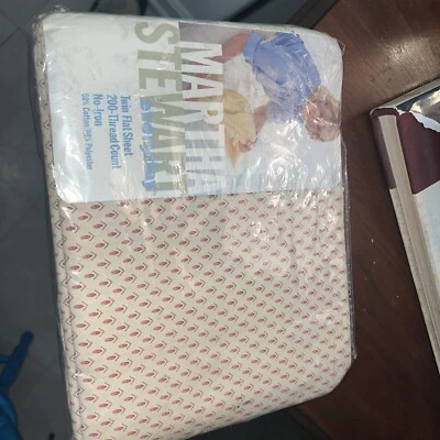 Vtg Martha Stewart Everyday Twin Flat Sheet Rose Cotton Blend 200 Count New USA - Image 1 of 4