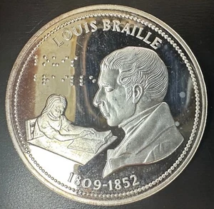 Medal Silver - Liberty Equal Fraternity - Louis Braille 1809/1852 - Picture 1 of 2