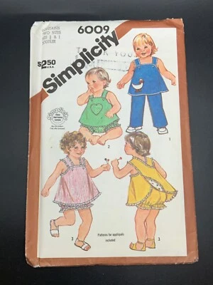 Simplicity 6009 Sewing Pattern Toddler Size 1/2&1 Pants Sundress Panties CUT - Image 1 of 3