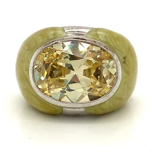 Vintage Signed 925 LGA Lauran G Adams Oval Citrine Gemstone Enamel Dome Ring 8 - Picture 1 of 9