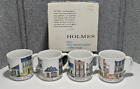 D.H. Holmes New Orleans Louisiana Scene Set of 4 Coffee Mugs 1982 Made in Japan