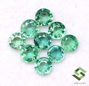 3.50 mm Natural Emerald Round Cut Lot 10 Pcs 1.42 CTS Calibrated Loose Gemstones - Picture 1 of 5