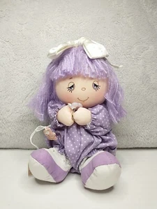Vintage Little Bloomers Puppe 1984 Wallace Berrie 80er Plüsch Applause lila 8 Zoll - Bild 1 von 18