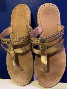 UGG Women’s Size 8.5 Bria Sandals Flip Flops Braided Strap Leather Brown Slip On - Picture 1 of 4