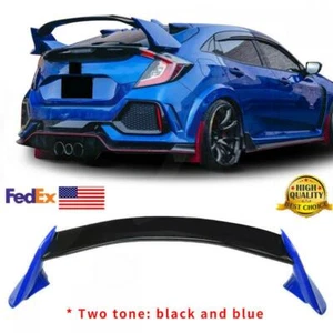 2TONE BLUE TYPE R STYLE TRUNK SPOILER WING FOR 16-21 CIVIC FK4 FK7 5DR HATCHBACK - Picture 1 of 5