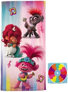 Trolls World Tour Set 2 Pezzi Asciugamani da Bagno e Telo da Bagno - Foto 1 di 5