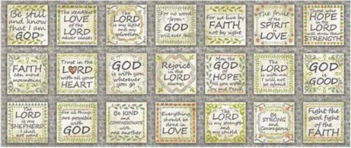 17" X 44" Panel Rejoice Verse Scripture Quotes Cotton Fabric Panel D750.30 - Image 1 of 1