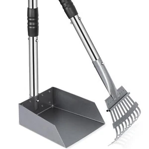 Dog Poop Tray and Rake Set, Pet Waste Removal Scoop with Long Handles. - Picture 1 of 5