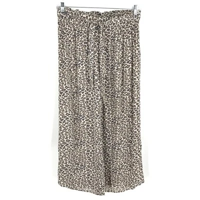 C&C California Womens Pants Medium Brown Leopard Animal Print Adjustable Waist - Image 1 of 4