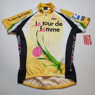 Nalini Cycling Shirt Womens L Tour De Femme Yellow Short Sleeve ¤84 - Image 1 of 4