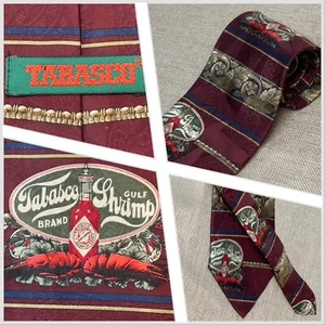 Corbata Salsa Tabasco Gulf Shrimp Rojo Negro 100% Seda EE. UU. 57L 4W - Imagen 1 de 8