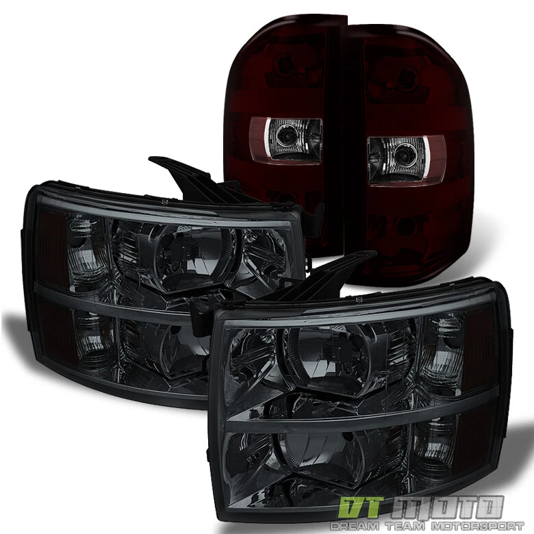 Juego de faros delanteros + luces traseras de humo rojas para Chevy Silverado 2007-2013 07-13 Foto 1 de 4