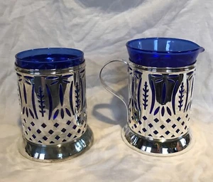 Avon Royal Sapphire Cream and Sugar Dish~ (missing sugar lid) - Picture 1 of 5