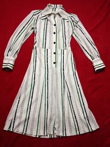 VESTIDO ESTAMPADO CADENA VINTAGE AÑOS 70 DE ORIGEN FRANCÉS - Imagen 1 de 2
