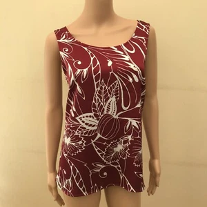 New M&S Collection Dark Red & White Satin Floral Vest Top Sz UK 12 - Picture 1 of 3