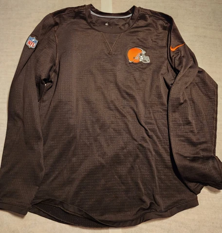 Men's Nike, Cleveland Browns Pullover, Brown Crew Neck, Size Medium Cover