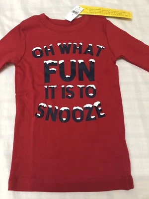 New with tags GAP “Oh What Fun It Is to Snooze” Boys LS Red Sleep Shirt Size 6 - Image 1 of 3