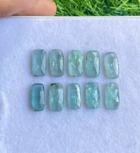Faceted Aqua kyanite Rose Cut Cushion Cabochons Loose Gemstone 10pcs Lot 14x7MM - Picture 1 of 4