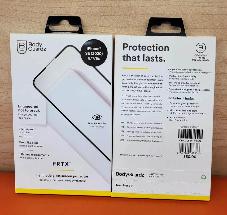 BodyGuardz PRTX Synathetic Glass Screen Protector Apple iPhone SE 2020 6 7 8