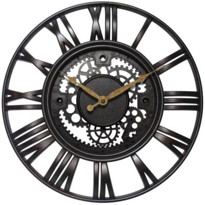 Infinity Instruments Wall Clock Roman Gear Rust Plastic Case Industrial Vintage - Image 1 of 4