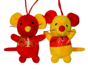 2 Stck. Chinesische Glücksratte Plüsch Ornament - 4 Zoll Mond Neujahr Glück Maus Spielzeug - Bild 1 von 4